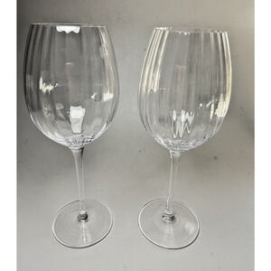 Set of 2 Signed Morten & Larsen Ribbed Bowl White Wine Glasses Poland Lunnmun